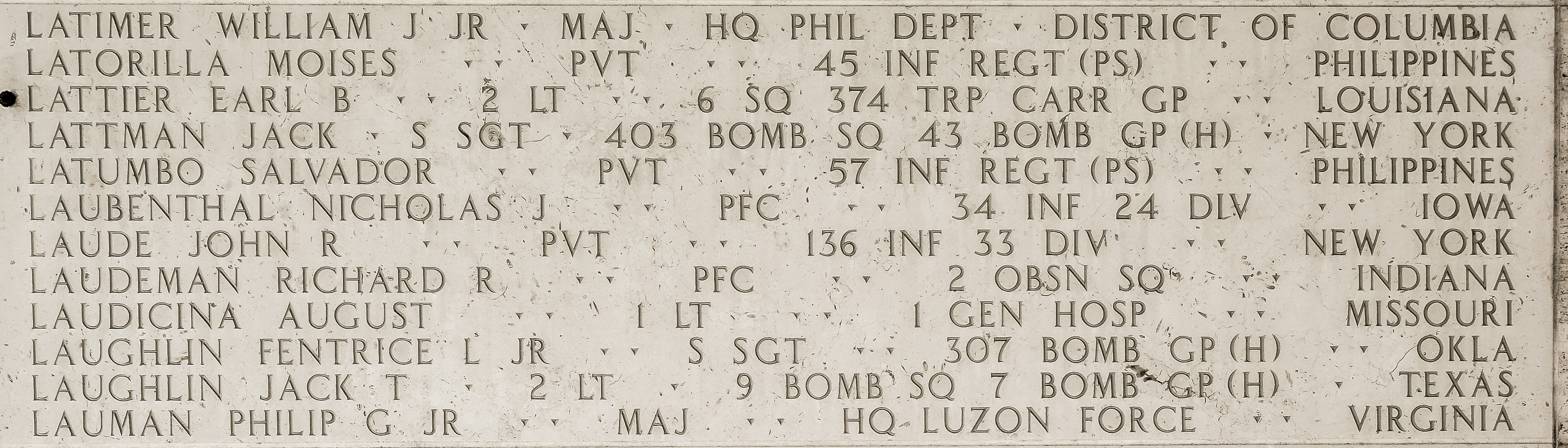 Nicholas J. Laubenthal, Private First Class